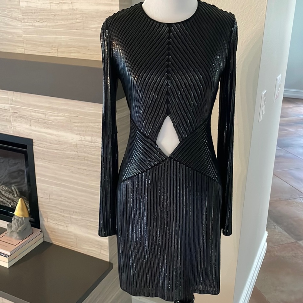 Express mini black sequin dress